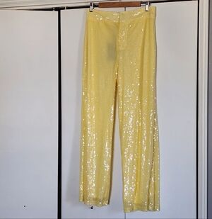 4th & Reckless Yellow Sequin Wide Leg Pants